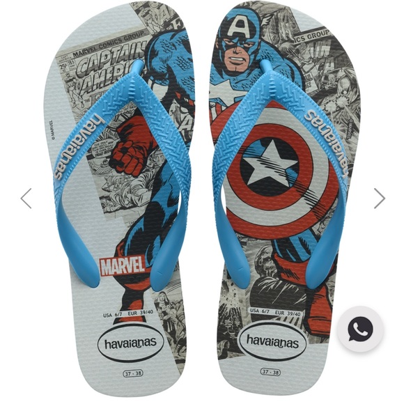 HAVAIANAS Boys Blue Captain America Flip Flops - Picture 4 of 10